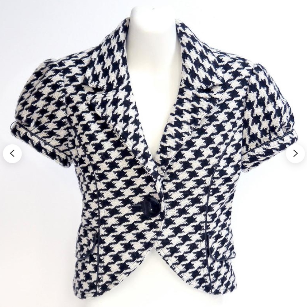 ARDEN B Blazer in Houndstooth with Leather